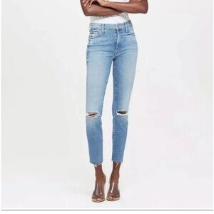 MOTHER High Waisted Looker Ankle Fray in Thrilling Shots